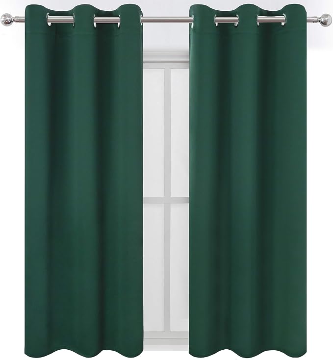 Green Blackout Curtains 34 x 63 Inch Length/Set of 2 Curtain Panels/Thermal - Image 2