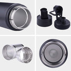 Tea Infuser Bottle With Removable Loose Leaf Tea Strainer Cup 18/8 Stainless Steel Insulated Travel Tea Tumbler Black