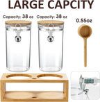 Yangbaga 2Pcs Coffee Sugar Canisters with Shelf, 38OZ Plastics Storage Containers for Ground Coffee Bean Storage with Lid Airtight Locking Clamp and Coffee Scoop, Food Storage Jar for Kitchen