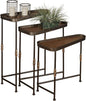 Bronwyn Metal and Wood Nesting Tables Dark Bronze Finish 28, 30.5 and 36 Inches by TouchofClass
