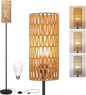 Ruiever Floor Lamp for Living Room, Farmhouse Rattan Floor lamp, Modern by Ruiever