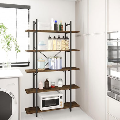5 Tiers Bookshelf Organizer Industrial Shelf, Modern Open Display Storage - Image 5
