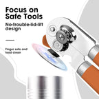 Beneno Can Opener Manual with Magnet, Hand Held Heavy Duty Can Opener with Durable Sharp Blade Smooth Edge, Big Effort-Saving Knob, Soft Grip Rubber Handle, Multifunctional Bottle Opener, Orange