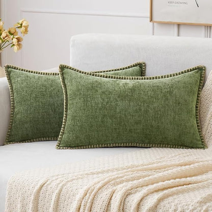 MIULEE Decorative Lumbar Throw Pillow Covers 12x20 Inch Sage Green 2 Pack | by MIULEE