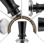 53mm Espresso Tamper Set, Barista Tools Kit for Coffee Machine, Spring-Loaded 304 Stainless Steel Base 30lbs Coffee Calibrated Tamper and Distributer for Enjoying cafes Home Office hotels(53mm)