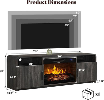 AMERLIFE 70" Fluted Fireplace TV Stand - Image 2