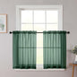 Hunter Green Kitchen Curtains 30 Inch Length Tier 2 PCS, Solid Soft Half by WelvetBLK