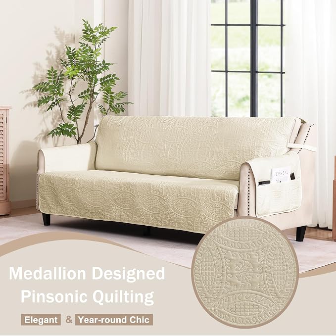 Camel Recliner TV Chair Covers, Quilted Décor Water-Repellent Medium Lazy Boy - Image 9
