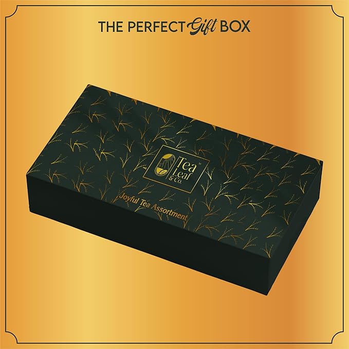 Tea Leaf & Co. Joyful 3 Pack Premium Tea Git Combo Box - Contains Sweet Hibiscus, English Breakfast Black & Turmeric Ginger Herbal Teas - Perfect for Premium Gifting (3Oz)