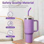 40 oz Metal Straw for Stanley Cup,Simple Modern, Meoky Tumbler, 5 Pcs Reusable Stainless Steel Straws with Silicone Tip, Replacement Straws for 40oz Tumblers, Cleaning Brush, 1 Portable Bag