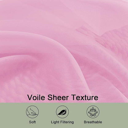 Sheer Curtains 84 Inches Long 2 Panels Set, Sheer Pink Curtains - Image 5