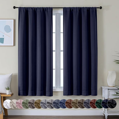 Simplebrand Ava Navy Blue Blackout Curtains by Simplebrand