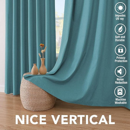 H.VERSAILTEX Linen Blackout Curtains 63 Inches Long 100% Absolutely Blackout - Image 7