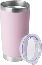 HASLE OUTFITTERS 20oz Stainless Steel Tumblers Bulk, Insulated Travel Cup with Lid, Double Wall Vacuum Coffee Mug for Cold & Hot Drinks 1 Pack, Light Pink