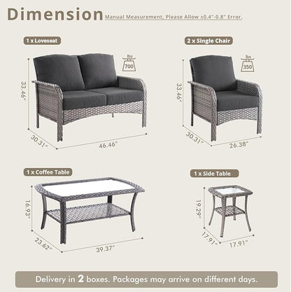 Weaxty Wicker Patio Furniture Set High Back Loveseat Sofa Couch Armchair Coffee - Image 2
