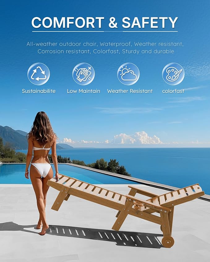 Patio Chaise Lounge Chair Set of 2, Oversize Lounge Chairs - Image 7