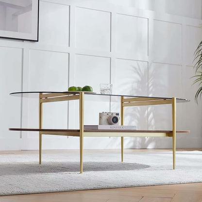 LumFurn X-Large Oval Glass Coffee Table, Mid-Century Modern Design, L47 x W24 x - Image 9