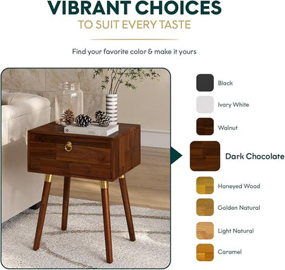 Bme Alden Solid Wood Nightstand/Side Table/End Table, Fully Assembled, - Image 10
