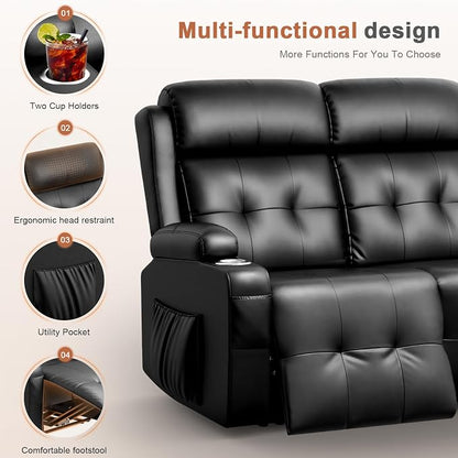 RV Loveseat Recliner Sofa, 3 Seater Massage Wall Hugger Reclining Couch - Image 7
