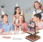 Cupcake Stand, 3-Tier Dessert Stand for 32 Cupcakes, Wood & Metal Tower Display Premium Holder Dessert Tree Tower for Wedding Graduation Birthday Christmas Party, Serving Tray