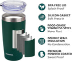 SUNWILL Travel Coffee Mug with Lid, 20 oz Tumbler Set of 2, Insulated Stainless Steel Cup for Drinks， Water, Tea, Powder Coated Forest Green & Plum
