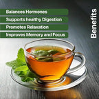 BLUE TEA - Spearmint Tea - 10 Count - Pyramid Plant Based Tea Bag | PCOS RELIEF | Balances Hormones - Support Digestion | Refreshing Flavour - Herbal Tea - Leaf Based - Caffeine free | Ziplock Pouch