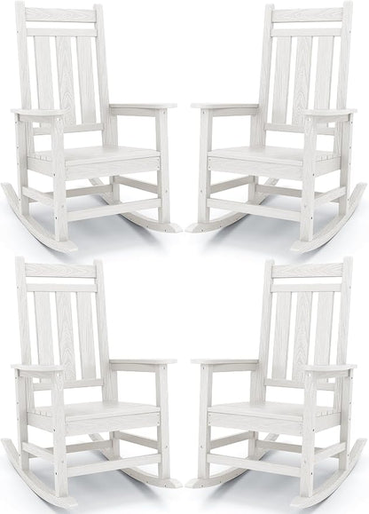 KINGYES Oversized Outdoor Rocking Chair Set of 4, All-Weather Patio Rocking by KINGYES