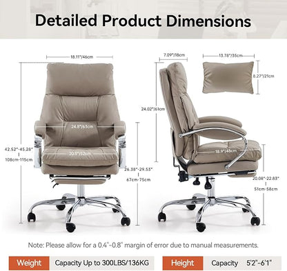 LEAGOO Office Chair with Foot Rest, Executive Reclining Office Chairs with Arms - Image 3