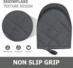 1 Pair Short Oven Mitts - Silicone Kitchen Oven Gloves High Heat Resistant 500℉, Mini Oven Mits with Non-Slip Grip Surfaces and Hanging Loop for BBQ, Baking, Cooking and Grilling (Solid Gray)