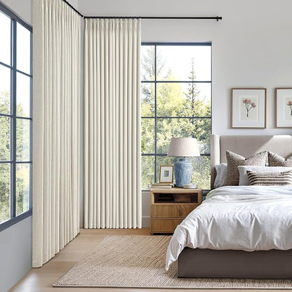 MIULEE Natural Extra Wide Pinch Pleated Blackout Curtains 60x102 Inches | - Image 2