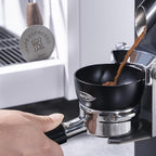 IKAPE Magnetic Dosing Funnel Set, 51MM Espresso Dosing Ring & Puck Screen Kit Compatible with Delonghi 51MM Bottomless Portafilter - with 8 Small Magnet (Black)
