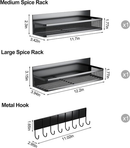 Aufworld Magnetic Spice Rack for Refrigerator, 3 Pack Magnetic Shelf, Moveable - Image 2
