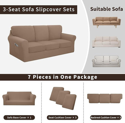 Easy-Going 7 Pieces Stretch Couch Cover Washable Sofa Cover Set - Image 3