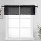 Black Sheer Kitchen Valance for Windows Set of 2, Small Modern Rod Pocket Voile by OWENIE