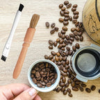 DXary 8 Pieces Coffee Brush Set Professional Espresso Brush Kit Include Wooden Coffee Grinder Machine Cleaning Brush and Nylon Espresso Brush for Coffee Machine Group Head (8)