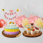 Wood-Cake-Stand With Acrylic Dome Lid, Round Wooden Cake Holder Plate With Cover, 2-in-1 Dessert Table Display Set For Party, Charcuterie Board For Cheese, Chips & Dips, Nachos, Fruit Platter