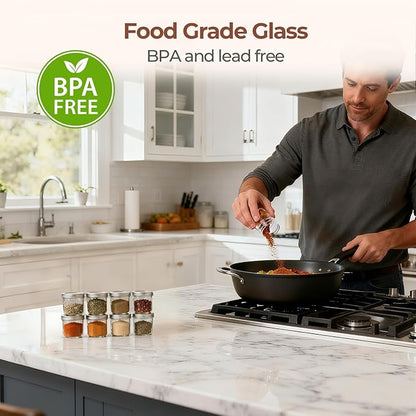 ComSaf Small Mason Jars 2 oz, 48 Pcs Mini Mason Containers, Small Canning Jars, Mini Glass Jar with Lids for Ginger Shots, Honey, Jams, Sauces, Spices, DIY Candle Decor, Wedding & Baby Shower Favors