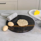 Koville Black Marble Cutting Board Pastry Serving Board, Large Marble Cheese Board for Baking, Charcuterie, Trivet - Non-Stick Heat Resistant Stone Cutting Boards Chopping Boards for Kitchen
