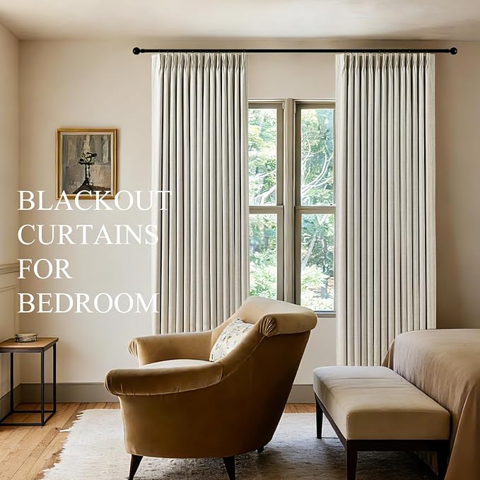 100% Blackout Pinch Pleated Linen Curtains 92 Inches Long - Image 7