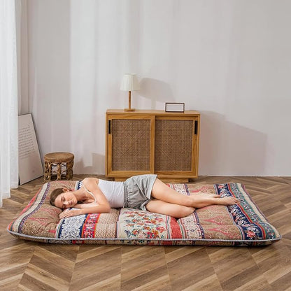 MAXYOYO Bohemian Retro Floor Mattress Vintage Floral Japanese Futon Mattress - Image 5