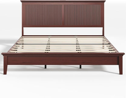 Lifezone King Bed Frame with Headboard, Solid Wood Bed Frame King Size with - Image 14