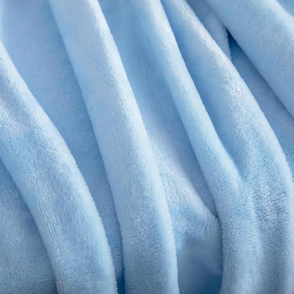 Light Blue Fleece Plush Throw Blanket 50"x70"for Couch Fuzzy Cozy Flannel | - Image 5