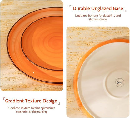Sweese Porcelain Dinner Plates 10 Inch, Set of 6, Multi-Colored Round Plates for Lunch, Dinner, Parties, Microwave Dishwasher Safe