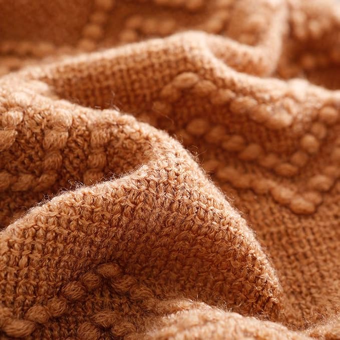 BOURINA Almond Throw Blanket 50x60 Inches Throw Textured Solid Soft Sofa Couch - Image 5