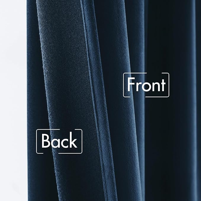 MIULEE Navy Blue Velvet Curtains 52x90 inches Luxury Blackout Curtains | - Image 6