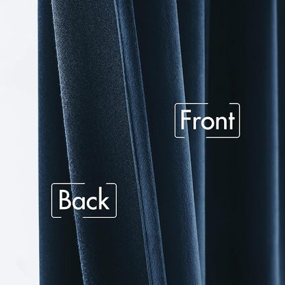 MIULEE Navy Blue Velvet Curtains 52x90 inches Luxury Blackout Curtains | - Image 6