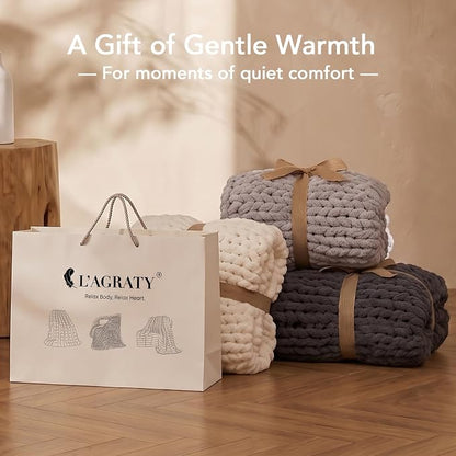 L'AGRATY Chunky Knit Throw Blanket - Image 5