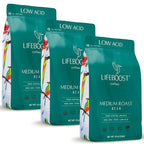 Lifeboost 3 Pack Medium Roast Whole Bean Coffee - Non-GMO Low Acid Single Origin USDA Organic Coffee - Third Party Tested For Mycotoxins & Pesticides - 12 Ounces