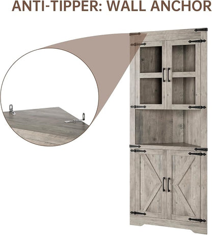 GarveeHome Tall Corner Cabinet, Farmhouse Corner Storage Cabinet - Image 8