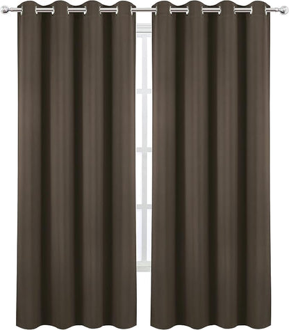 Blackout Curtains 66 x 84 inch/Chocolate Brown Curtains Set of 2 Panels/Thermal - Image 2